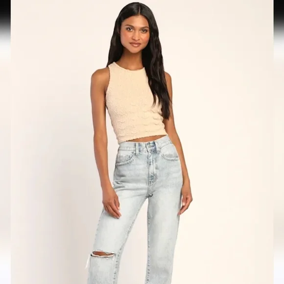 LULU'S Make It Look Easy Beige Knit Sweater Tank. Size Small NWT - Picture 2 of 10